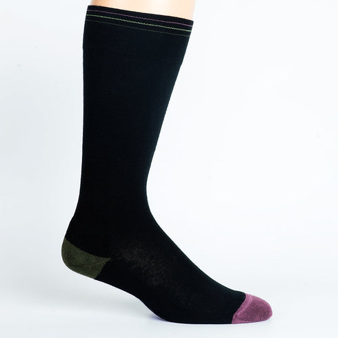 3 Pack - Compression Socks - Black + Pink/Knee-High